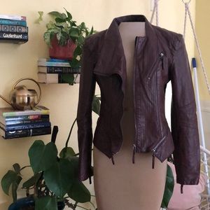 COPY - Blank NYC burgundy vegan leather jacket